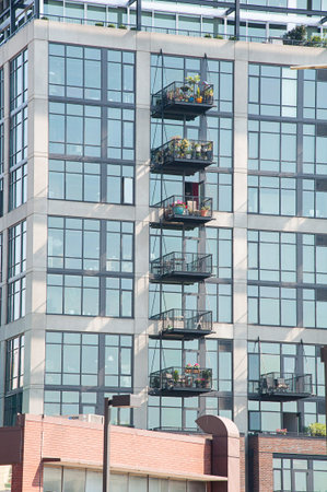 Seattle, WA USA August 23, 2014:  Commerical skyscraper offers unqiue solutions for outdoor patios...