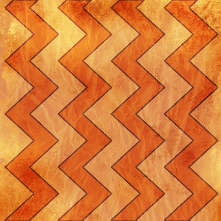 Orange background zigzag pattern in light orange with cool grunge and textured wrinkles and medium...