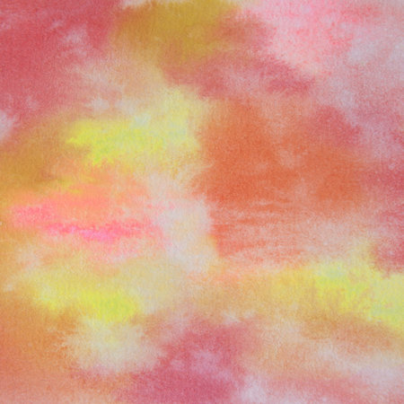 Warm pinks watercolor background with some gold and yellow tones for backdrops, design elements, and more.  Handpainted paint textures.の写真素材