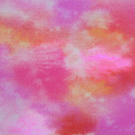 Bright colors watercolor paint pattern a handpainted abstract background with magenta, pink hot pink, coral, orange and touches of yellow for design elements and paint textures.の写真素材