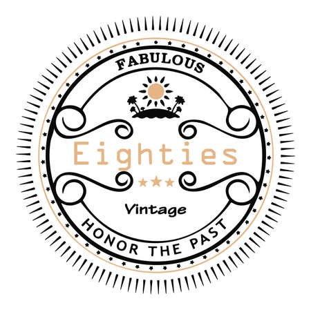 Fabulous eighties vintage graphic says honor the past.  Great for 1980 1880s era, people in the 80s or grew up in the 80s concepts.  White background in this graphic illustration badge.の写真素材