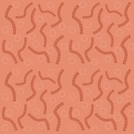 Abstract seamless pattern sienna squizzles and beige circles a cool background repeat pattern with tangerine orange.の写真素材