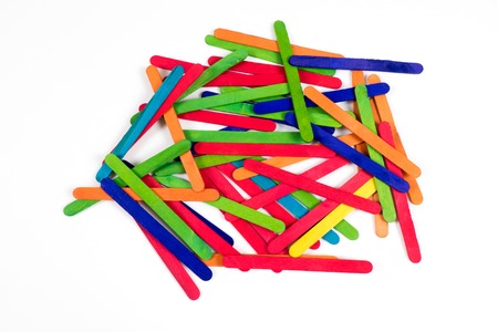 Colorful ice cream sticks on the white backgroundの写真素材