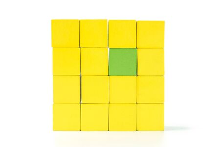 stack of wood cube building blocks, children toyの写真素材