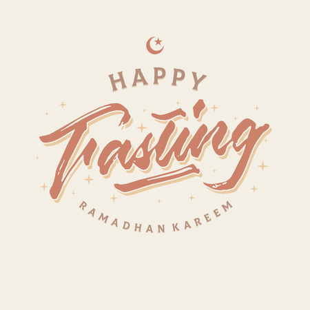 Happy fasting in brush lettering typography greeting card poster.のイラスト素材