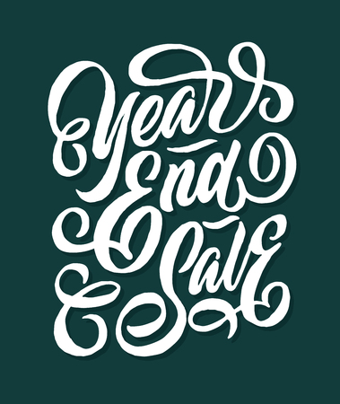 year end sale hand lettering typography sales and marketing shop store signage posterのイラスト素材