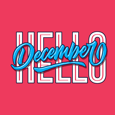 hello december simple hand lettering typography greeting and welcoming posterのイラスト素材