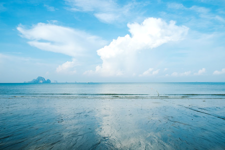 Sea view from tropical beach with sunny sky. Summer paradise beachの写真素材