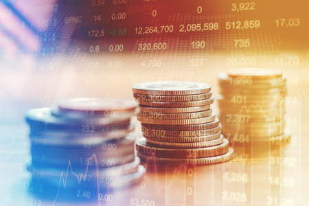 Graph of stock market financial indicator analysis Abstract stock market data concept. Stock market financial data statistic graph backgroundの写真素材