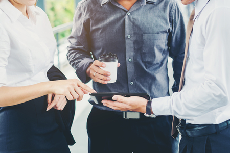 Asian Group of Business people talking in outdoor after workの写真素材