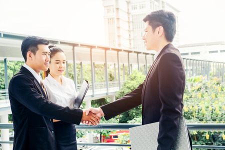 Asian Business Handshake at city outside office Success conceptの写真素材