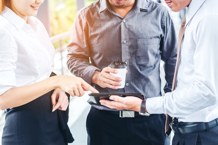 Asian Group of Business people talking in outdoor after workの写真素材