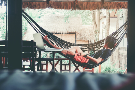 Man Relax  on summer day relaxing conceptの写真素材