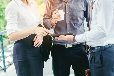 Asian Group of Business people talking in outdoor after workの写真素材