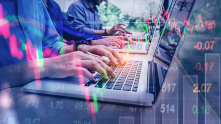 Business Team Investment Entrepreneur Trading working on Laptop Stock market exchange information and Trading graphの写真素材