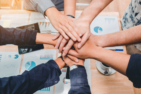Business Teamwork joining hands team spirit Collaboration Conceptの写真素材