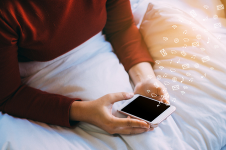 Woman using Smartphone Social media network conceptの写真素材