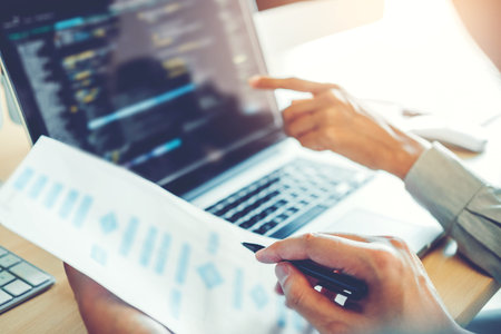 Developing programmer Team Development Website design and coding technologies working in software...