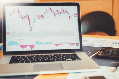 Finance and banking on digital stock market financial exchange and Trading graphの写真素材