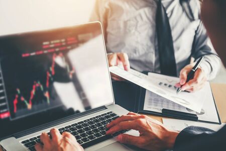 Business Team Investment Entrepreneur Trading discussing and analysis graph stock market trading,stock chart conceptの写真素材