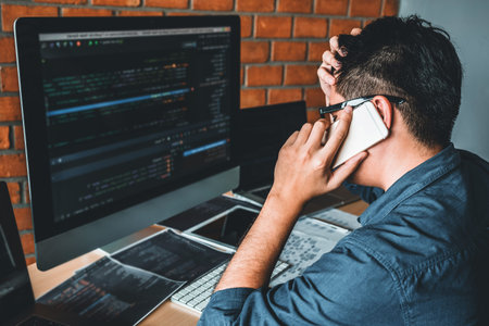 Developing programmer Development Website design and coding technologies working in software company...