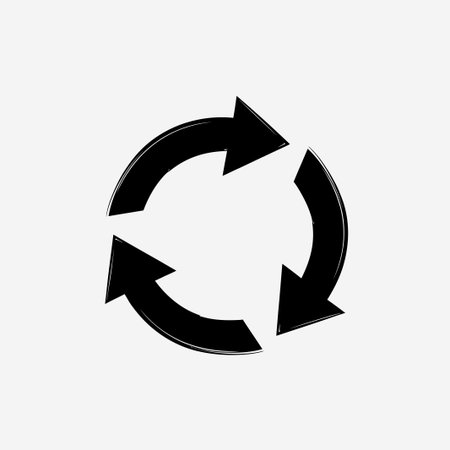 Recycling symbol. Black arrows on white background. Vector illustration.のイラスト素材