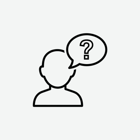 Man with question mark icon on white background. Flat Vector illustration.のイラスト素材