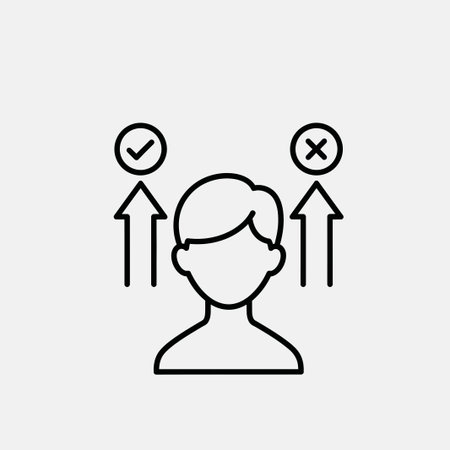 Avatar and check mark line icon, vector illustration. Flat design styleのイラスト素材