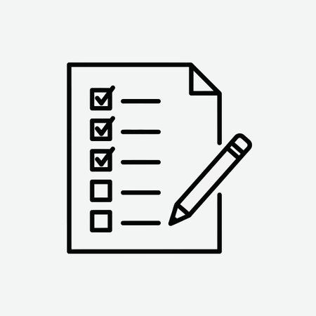 Checklist icon. Checklist icon with pencil. Vector illustration.のイラスト素材