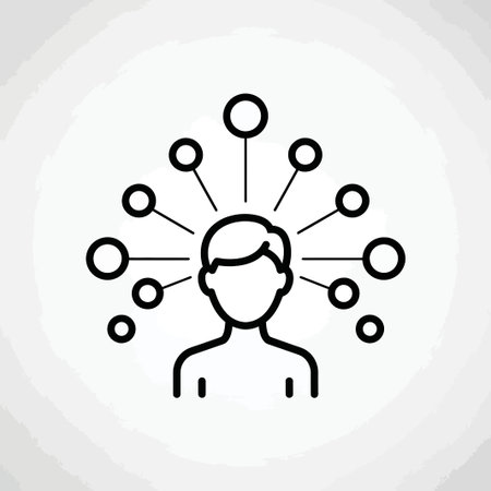 Human head with social network icon on white background. Vector illustration.のイラスト素材