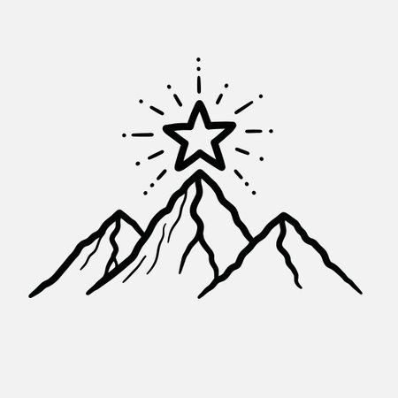 Mountain and star. Vector illustration of a mountain and star.のイラスト素材
