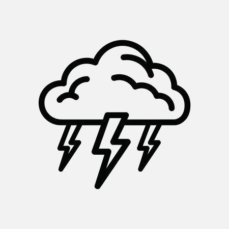 Cloud with lightning icon. Storm sign. Weather symbol. Flat Vector illustrationのイラスト素材