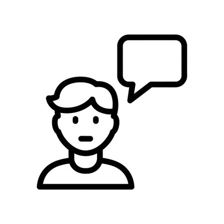 man with speech bubble icon vector. man with speech bubble sign. isolated contour symbol illustrationのイラスト素材