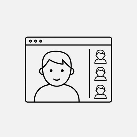 Video conference line icon. Vector illustration in outline style on white background.のイラスト素材