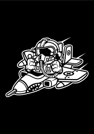 Astronaut with a smartphone. Vector illustration ready for vinyl cutting.のイラスト素材