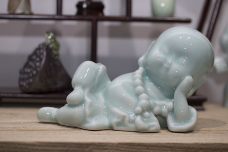 Porcelain monk figurineの写真素材