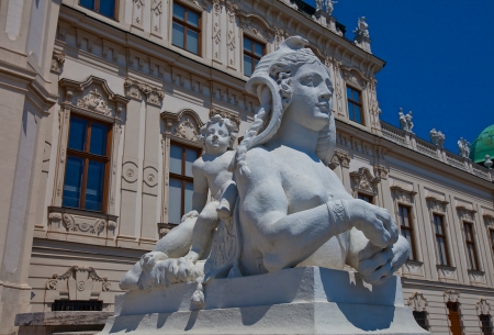 Sculpture of Sphinx  circa XVIII c   near the Upper Belvedere Palace  Vienna, Austriaのeditorial素材