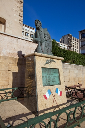 Memorial to victims of WWI and WWII  Located near Church of Saint Laurent, Marseilles, Franceのeditorial素材