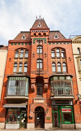 Neogothic house  circa 1899  on Szeroka street of Torun town, Poland  Torun rabbi Zvi Hirsch Kalischer lived hereのeditorial素材