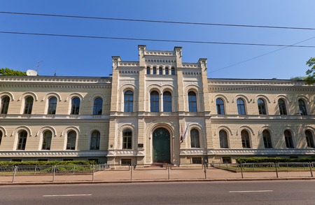 Riga, Latvia - May 25, 2014  Building of Riga State Gymnasium No 1  circa 1874, architect Johans Daniels Felsko  in Riga, Latvia  The oldest school in the Baltic states  founded in 1211   のeditorial素材