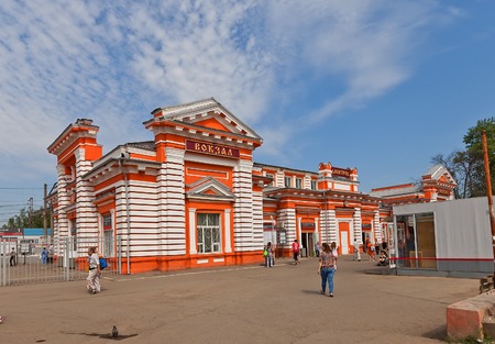 Dmitrov, Russia - June 07, 2014  Railway station building  circa 1901  in Dmitrov, Moscow Region, Russiaのeditorial素材