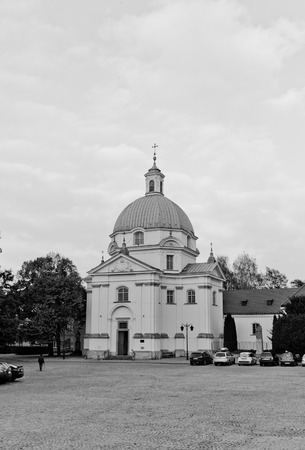 WARSAW, POLAND - OCTOBER 18, 2014:  Saint Kazimierz Church at Rynek Nowego Miasta square in Warsaw, Poland. Erected in 1692, reconstructed in 1947-53のeditorial素材