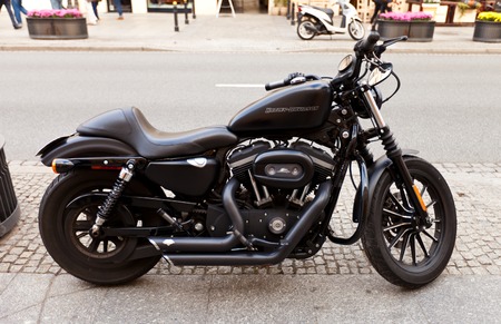 WARSAW, POLAND - OCTOBER 20, 2014: Harley-Davidson XL1200 Sportster Nightster motorcycle on the street of Warsaw, Polandのeditorial素材