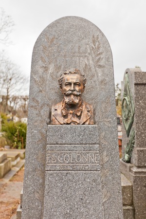 PARIS, FRANCE - FEBRUARY 21, 2015: Grave of Edouard Juda Colonne on Pere Lachaise Cemetery in Paris. Ed Colonne (1838-1910) was a French conductor and violinist, a champion of the music of Berlioz and other composersのeditorial素材