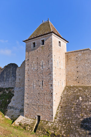 Tower (circa XIII c.) of medieval ramparts in Provins town, France. のeditorial素材