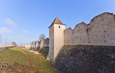Medieval ramparts (circa XIII c.)  in Provins town, France. UNESCO World Heritage Siteのeditorial素材