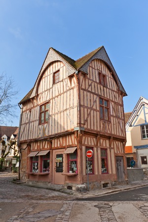 PROVINS, FRANCE - FEBRUARY 22, 2015: Medieval half-timbered (Fachwerk style) house in Provins town, France. UNESCO World Heritage Siteのeditorial素材
