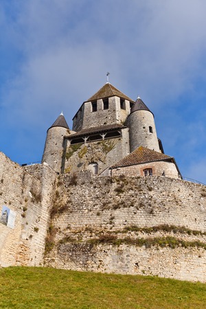 Medieval keep Caesar Tower (circa XII c.), landmark and emblem of Provins town, France. UNESCO World Heritage Siteのeditorial素材
