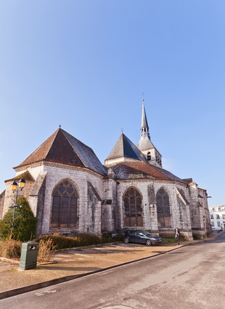 PROVINS, FRANCE - FEBRUARY 22, 2015:  Holy Cross Church (Sainte Croix, circa 1154) in Provins town, France. UNESCO World Heritage Siteのeditorial素材