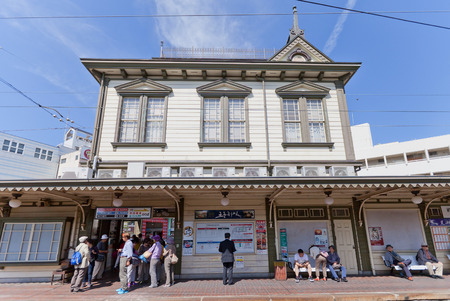 MATSUYAMA, JAPAN - MAY 21, 2015: Dogo Onsen station in Matsuyama, Shikoku Island, Japan. Erected in 1895, a nice representation of Meiji Period architectureのeditorial素材
